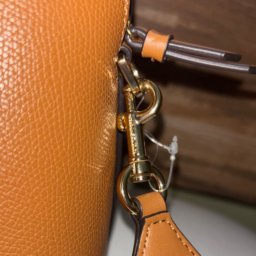 Halston NWT Quincy Tan Satchel with Gold Hardware - Picture 14 of 14